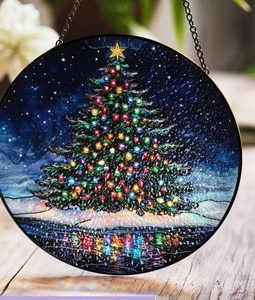 Christmas Tree Stained Glass Suncatcher, Holiday Window Art, Colorful Tree Decor, Festive Holiday Theme, Perfect Gift for Christmas Lovers