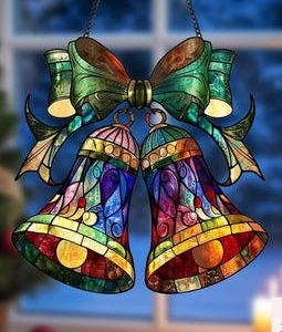 Twin Bells Acrylic Suncatcher: Festive Christmas Hanging Ornament