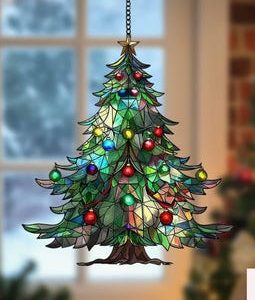 Classic Tree Christmas Acrylic Suncatcher: Cozy Christmas Window Display