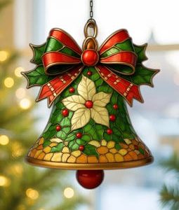 Christmas Bells Acrylic Suncatcher, Festive Suncatcher Home Decor, Christmas Indoor Decor, Xmas Gift For Family,Holiday Window Hanging Decor