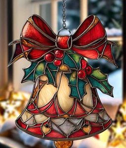 Christmas Bells Acrylic Suncatcher, Holiday Window Hanging, Christmas Bells Ornament, Winter Home Decoration, Christmas Indoor Decor