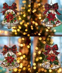 Christmas Bells Acrylic Suncatcher Ornament, Holiday Ornament, Festive Suncatcher Home Decor, Christmas Indoor Decor, Xmas Gift For Family