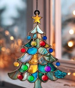 Acrylic Christmas Tree Suncatcher | Christmas Tree Style Holiday Window Hanging Ornament, Colorful Home Décor Gift, Christmas Ornament