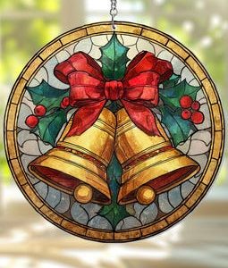 Christmas Bells Acrylic Suncatcher, Festive Window Hanging, Holly Christmas, Jingle Bell, Bell Ornament, Christmas Decor, Christmas Gift